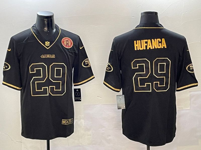Men San Francisco 49ers #29 Hufanga Black Gold Throwback 2024 Nike Limited NFL Jersey style 5->san francisco 49ers->NFL Jersey